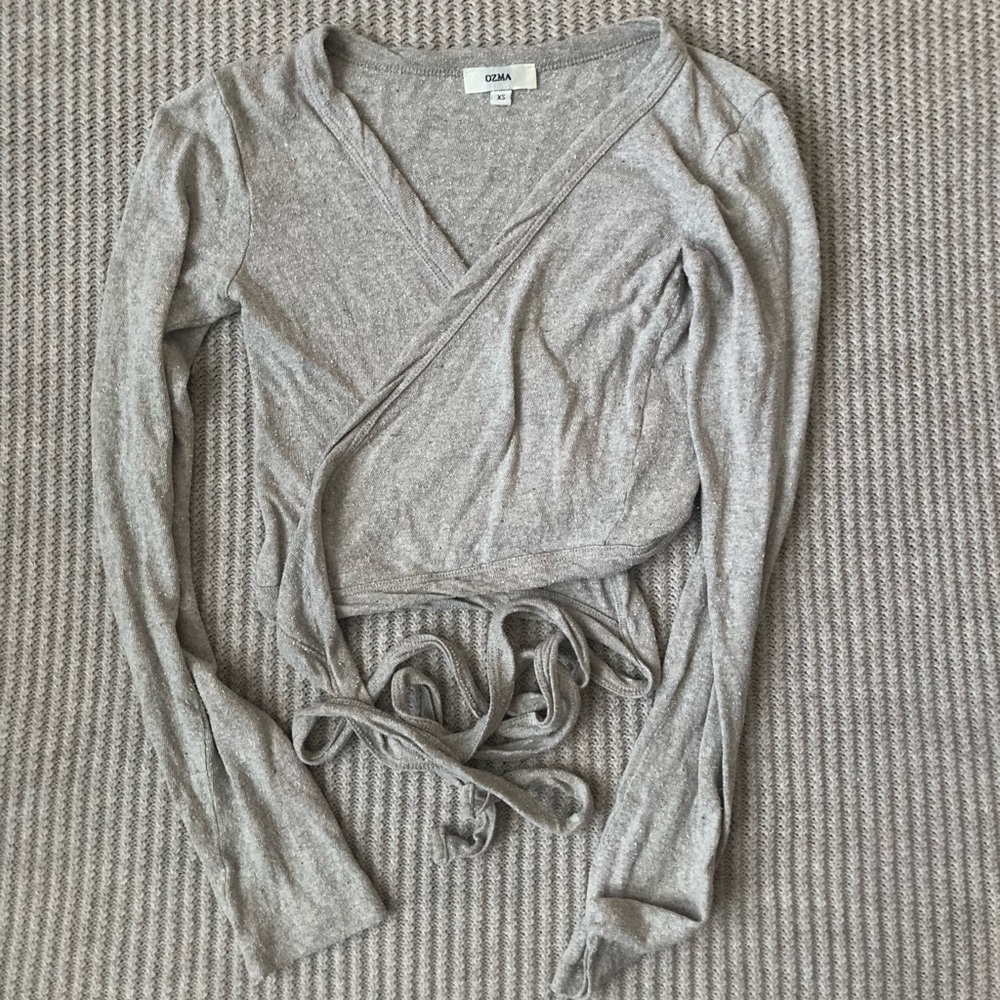 OZMA Dance Wrap Top - Heather Gray XS